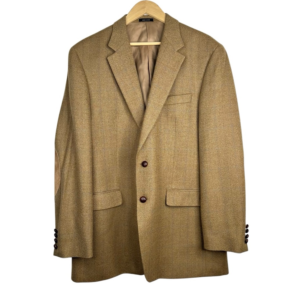 Lauren Ralph Lauren Blazer Men's 44L Brown Wool Elbow Patch 2 Button Sport Coat